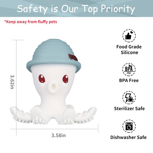 Baby Teether Teething Toys for Babies 3-12 Months, Fun Baby Teething Toys for Infant 12-18 Months, Mombella Octopus Teethers 6 Month Old, Silicone...