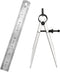 6 Inch Adjustable Lockable Steel Divider Wing Leather Compass with 8 Inch Stainless Steel Ruler?for Woodworking & Leather Craft, Marking & Scribe ...