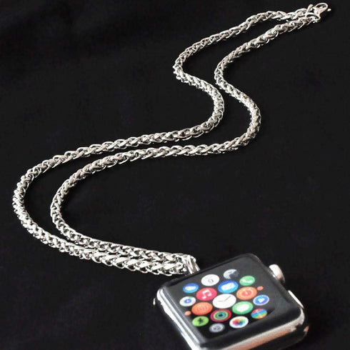 Stainless Steel Chain Necklace Pendant Compatible with Apple Watch 42mm Series 3 2 1 / 44mm Series 5 4 New Smartwatch Polished Silver Metal Neckba...