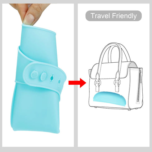 PandaEar 2 Pack Silicone Baby Bibs Super Thin Light Weight for Babies & Toddlers Feeding, Adjustable Silicone Bibs with Food Catcher Pocket, Water...