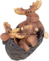 Moose Family in Canoe Resin Decorative Tabletop Figurine...