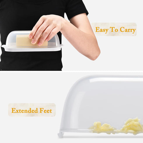Butter Dish with Lid, Airtight Butter Dish for Countertop and Refrigerator,Microwave/Dishwasher Safe, Plastic Butter Keeper Tray for West/ East Co...