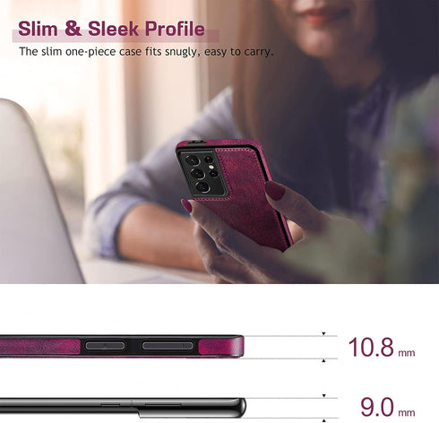 LOHASIC for Galaxy S21 Ultra 5G Case, Luxury Elegant PU Leather Flexible Bumper Rugged Non-Slip Grip Shockproof Full Body Protective Cover Women C...