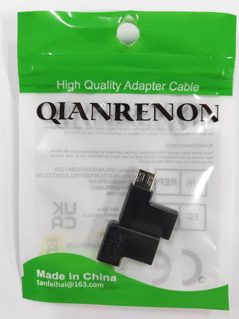 QIANRENON USB C to Micro USB 90° Angle Charging Data Connector Plug USB C Female to Micro USB Male Right Angle Adapter 10W (5V2A) 480Mbps, for Pho...
