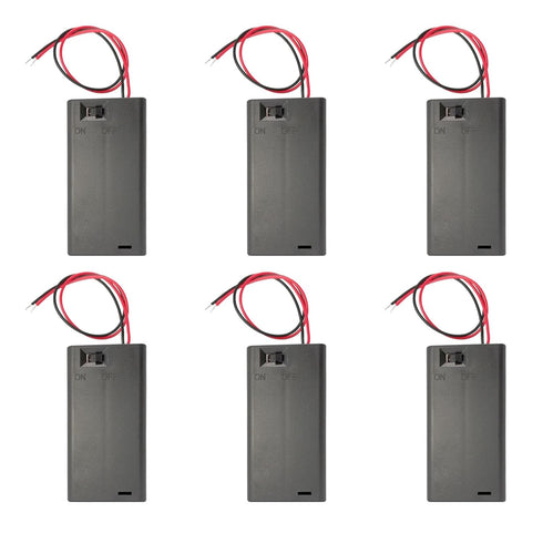 2AA Battery Holder, 6 Pcs 2 x 1.5V AA Battery Case with Switch, 2X 1.5V AA Battery Caddy Wire Leads for Electronic DIY...