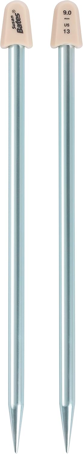 Susan Bates 10-Inch Silvalume Single Point Knitting Needle, 9mm, Blue (11110-13)......