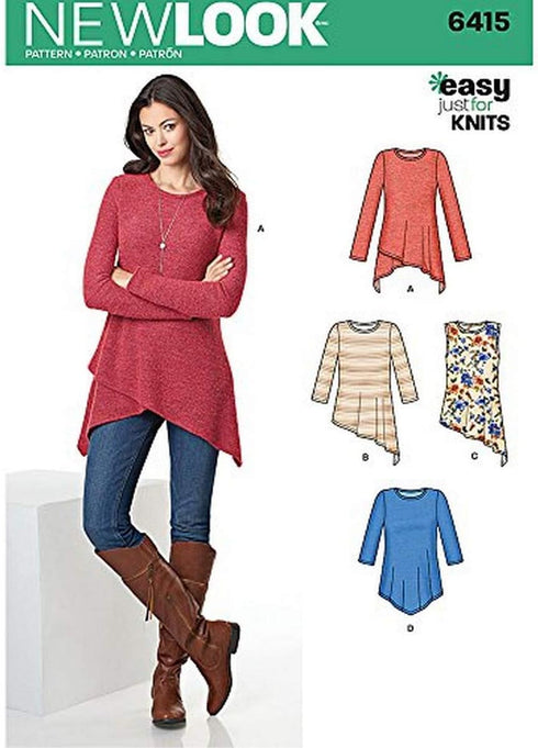 NEW LOOK Patterns Misses' Knit Tunics Size: A (XS-S-M-L-XL), 6415...