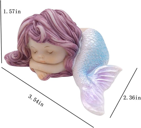 Resin Sleeping Little Mermaid Statue for Miniature Fairy Garden and Aquarium Decorations...