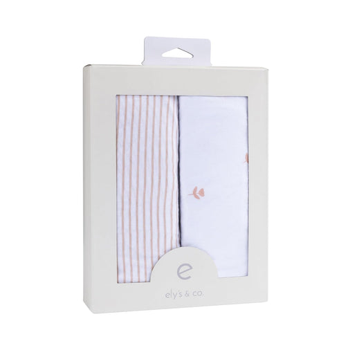 Ely’s & Co. Changing Pad Cover, Diaper Changing Table Sheets, 2 Pack, Cradle Sheet Set for Baby Girls, 100% Jersey Knit Cotton, Pink Tulip Collect...
