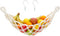 Okuna Outpost Macrame Hanging Fruit Basket Hammock for Kitchen - 6 x 25 x 15 in - White Cotton Modern - Under-Cabinet Storage with 2 Hooks for Ban...