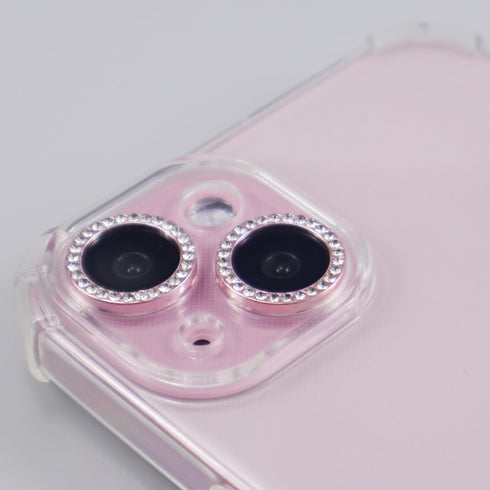 for iPhone 15/15 Plus Camera Lens Protector Bling Glitter Diamond Metal Crystal Tempered Glass Screen Accessories Rhinestones Lens Cover for iPhon...