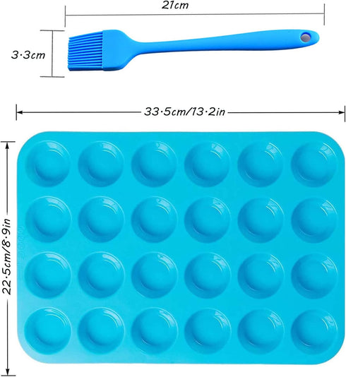 24 Cups Silicone Mini Muffin Pan,Cookies Cupcake Bakeware Tin Soap Tray Mould Non Stick, BPA-Free, Dishwasher Safe...