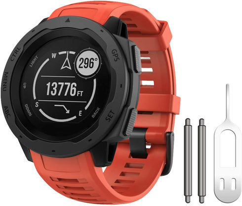 NotoCity for Garmin Instinct Band, Soft Silicone Replacement Watch Strap Compatible with Garmin Instinct 2/ Solar/Tactical(Flame Red)...