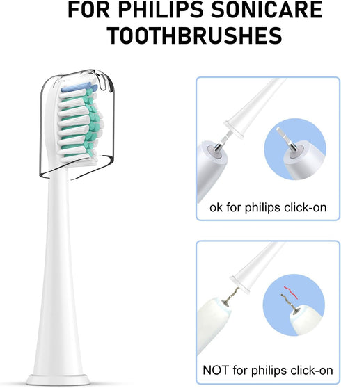 Toothbrush Heads for Philips Sonicare Replacement Brush Heads with Protective Cover Soft Dupont Bristles Electric Toothbrush Replacement Heads for...
