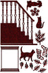 Window Stairs Dog Cat Metal Die Cuts, Window Stairs Dog Cat Cutting Dies Cut Stencils DIY Scrapbooking Cards Decorative Embossing Paper Dies for A...