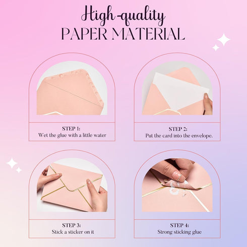 ACSTEP 25PACK 5X7 Envelopes, Luxury Rose Pink A7 Envelopes Self Seal for Weddings, Invitations, Photos, Postcards, Greeting Cards Mailing,Baby Sho...