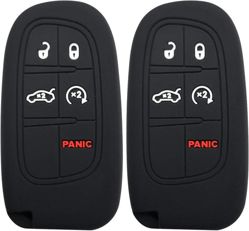 Coolbestda 2Pcs Rubber Key Fob Cover Remote Keyless Entry Holder Jacket Wallet Accessories for Dodge Journey Durango Challenger Charger Jeep Grand...