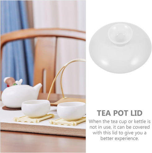 Zerodeko 1PC Ceramic Tea Pot Replacement Lid, White Ceramic Teapot Lid, Tea Kettle Cover Blooming and Loose Leaf Tea Maker Top Lid for Hotel Resta...