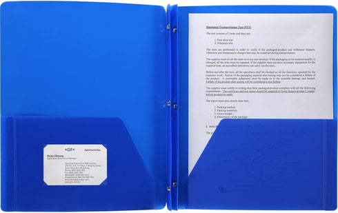 Business Source 20886 Poly Portfolio, 3 Prong, 2 Pkts, LTR, .3mil, Blue...