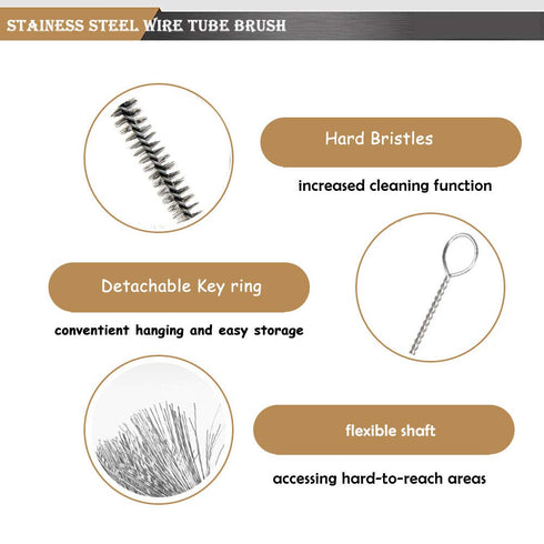 YXQ Tube Wire Brush Stainless Steel Bottle 6mmx10.2inch Long-Handle Stiff Bristle Cleaning 6Pcs...