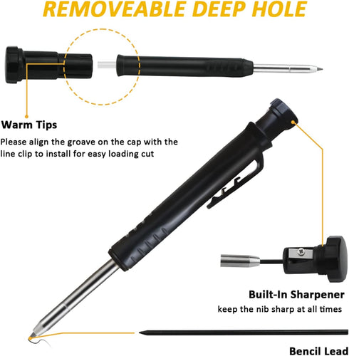 Multi-function Scribing Tool,Aluminum Alloy Scribe Tool with Deep Hole Pencil Construction Pencil DIY Woodworking Marking Contour Gauge Scriber Pr...