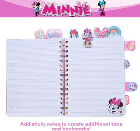 Innovative Designs Disney Minnie Mouse Tab Journal Spiral Notebook, Ballpoint Pen, Sticky Tabs, 96 Lined Pages, Pink...