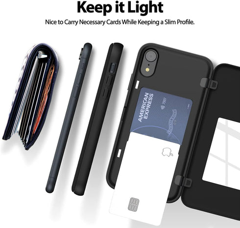 GOOSPERY iPhone XR Wallet Case with Card Holder, Protective Dual Layer Bumper Phone Case - Black...