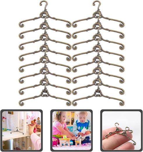 Gadpiparty Small Doll Cloth Hangers 24pcs Mini Clothes Hanger Little Hangers Metal Doll Dress Outfit Holders Wire Rack for Doll Clothes Gown Dress...
