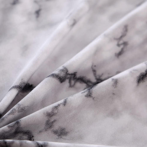 MAG Marble Bed Sheet,4PCS Black White and Gray Twin Size, Modern Pattern Printed Marble Bedding Sheet Set,with 1 Top Flat,1 Fitted Sheet and 2 Pil...