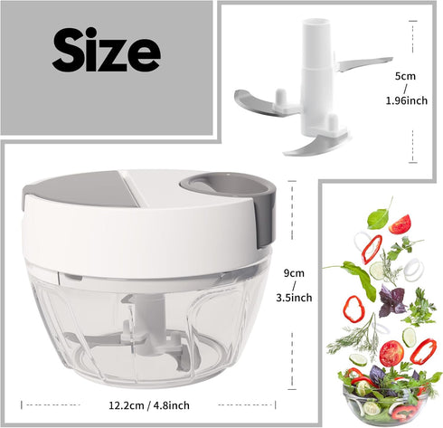 Ourokhome Vegetable Chopper Manual Food Processor, Kitchen Mini Portable Hand Pull String Garlic Mincer Onion Chpper Cutter with Feeding Inlet for...