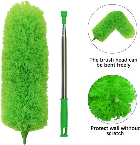 DELUX Microfiber Duster, 100 inches Extendable, Bendable Head, Green...