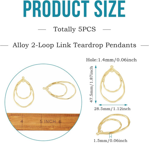 PandaHall 10pcs Light Gold Open Back Bezel Charms Epoxy Resin Pressed Flower Blank Teardrop Frame Hollow Pendants for UV Resin Jewelry Making Chok...