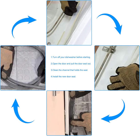 APPLIANCEMATES 154827601 Dishwasher Door Seal&809006501 Lower Seal&154701001 Splash Shield kit Compatible with Frigidaire, Kenmore Replace 154211801,AP4338941,PS2203346, AP5690109