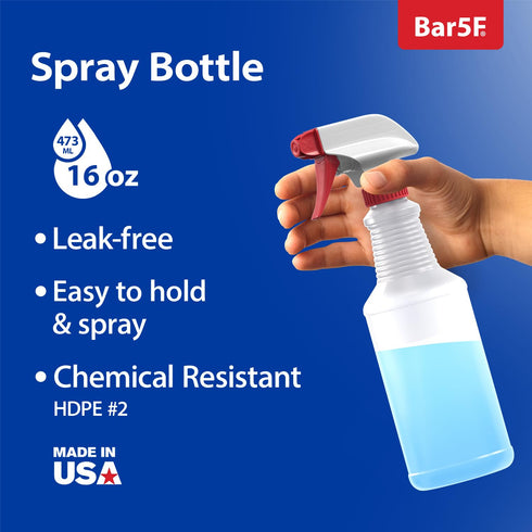 Spray Bottles (16 oz, 4 pack) Heavy-Duty Leak-Proof Plastic Adjustable Nozzle Bathroom Cleaning All-Purpose Gardening Made in USA...