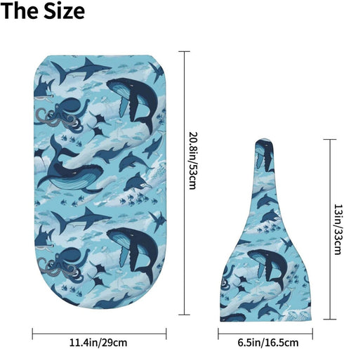 Sea Waves Dolphins Sharks Whale Octopus Newborn Swaddle Blankets Baby Wrap Blanket Soft with Beanie Hat Sets Gifts for Infant Boy Girl...