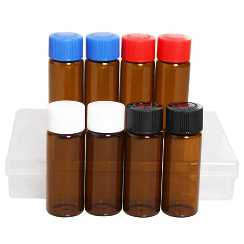 8 Pcs 20ml Glass Vials with Screw Caps, 4 Colors Caps, Amber Glass Vials, Leak-Proof Glass Bottle...