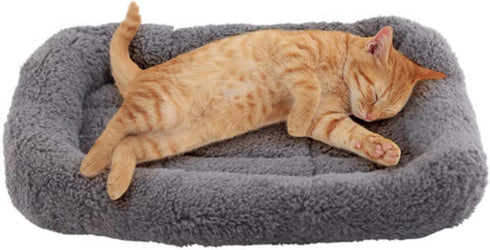 Enjoying Plush Cat Bed Mat 10" x 15" Pet Cushion with Pillow Around for Puppy Curling Sleep Cat Pad for Cat Carrier/Crate Dog Self-Warm Bed, Antis...