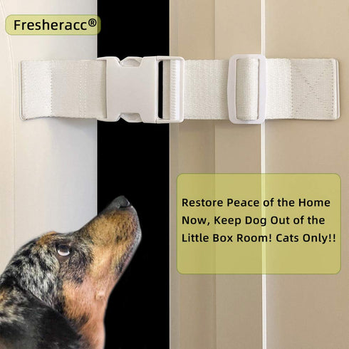 Child Proof Door Lock Latch with Adjustable Strap for Cat Litter Box Room, Cats Enter Easily But No Kids (2 Packs) Reusable Baby Safety Lock, Inst...