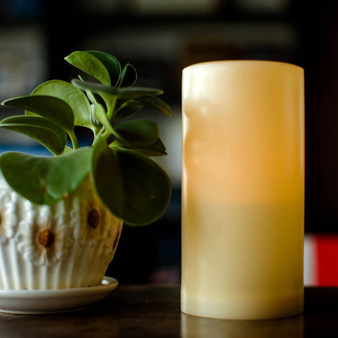 1 Waterproof Outdoor Flameless LED Pillar Candle with Remote Battery Operated Flickering Plastic Electric Decorative Light Set for Home Décor Gard...