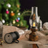 Zerodeko Kerosene Lamp Vintage Flameless Table Lamp Led Kerosene Lantern Clear Hurricane Lamp Battery Operated Nightstand for Bedroom Living Room ...