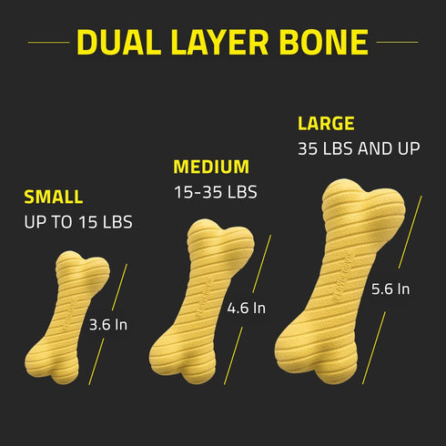 Playology Dual Layer Bone Toy for Medium Dogs (15-35lbs) - Engaging All-Natural Chicken Scented Durable Dog Chew Toy for Heavy Chewers - Easy to C...
