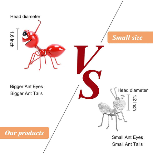 Metal Yard Art Garden Decor Cute Ant Outdoor Wall Sculptures Patio Lawn Ornament Fence Decoraions - Set of 4 Red...