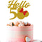 Mouse Inspired Hello 50 Cake Topper for 50th Birthday/Wedding Anniversary Party Decorations Supplies Gold and Red Glitter...