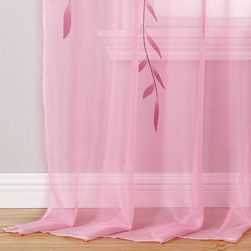 BROSHAN Pink Sheer Curtains 78 inches Long 2 Panels Set- Girls Bedroom Curtains Pretty Printed Curtain Sheers See Through Curtain Drapes for Livin...