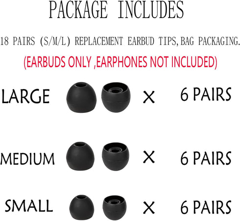 60 Pcs Silicone Earbud Tips Replacement Ear Tips Earbuds Cap for in- Ear Headphones Eartips (Inner Hole from 3.8mm-5.5mm Earphones) Earbud Replace...