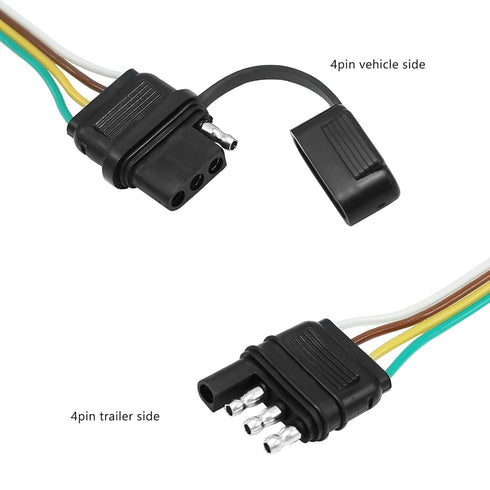 Trailer Light Wiring Harness Kit,4 Wires 4-Way Plug 4 pin Flat Wire Extension Male & Female Connector 32" Inch Long...