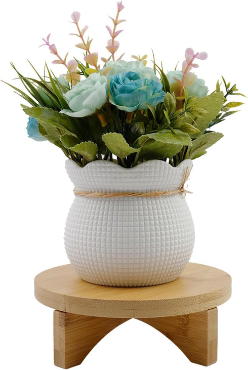 6 Inch Indoor Plant Stand Round Solid Wood Flower Stand Mid Century Modern Plant Stand for Displaying, Small Plants, Desktop, Office & Home Decor...