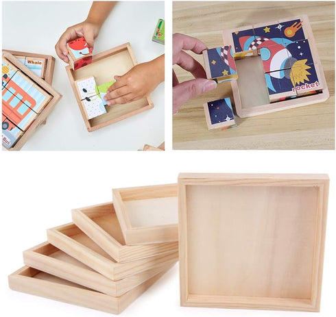 6 Pack Unfinished Small Wood Serving Tray for Crafts Projects DIY Wooden Trays Bulk Blank Wood Canvas Panel Boards Unfinished Wood Signs for Paint...