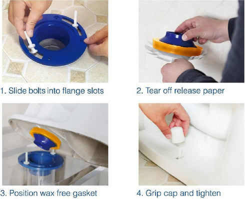 EG1002USA Elastic Gasket Wax –Free with Toilet Bolts, Blue and Yellow...