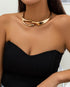 TWINKLEDE Fashion Chunky Choker Necklace Gold Twisted Abstract Metal Buckle Necklaces for Women...